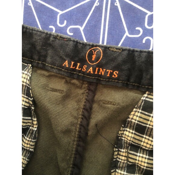 ALLSAINTS Men’s Velvet Trousers Olive Green Regular Fit Pants Size 32x30 - Picture 10 of 10